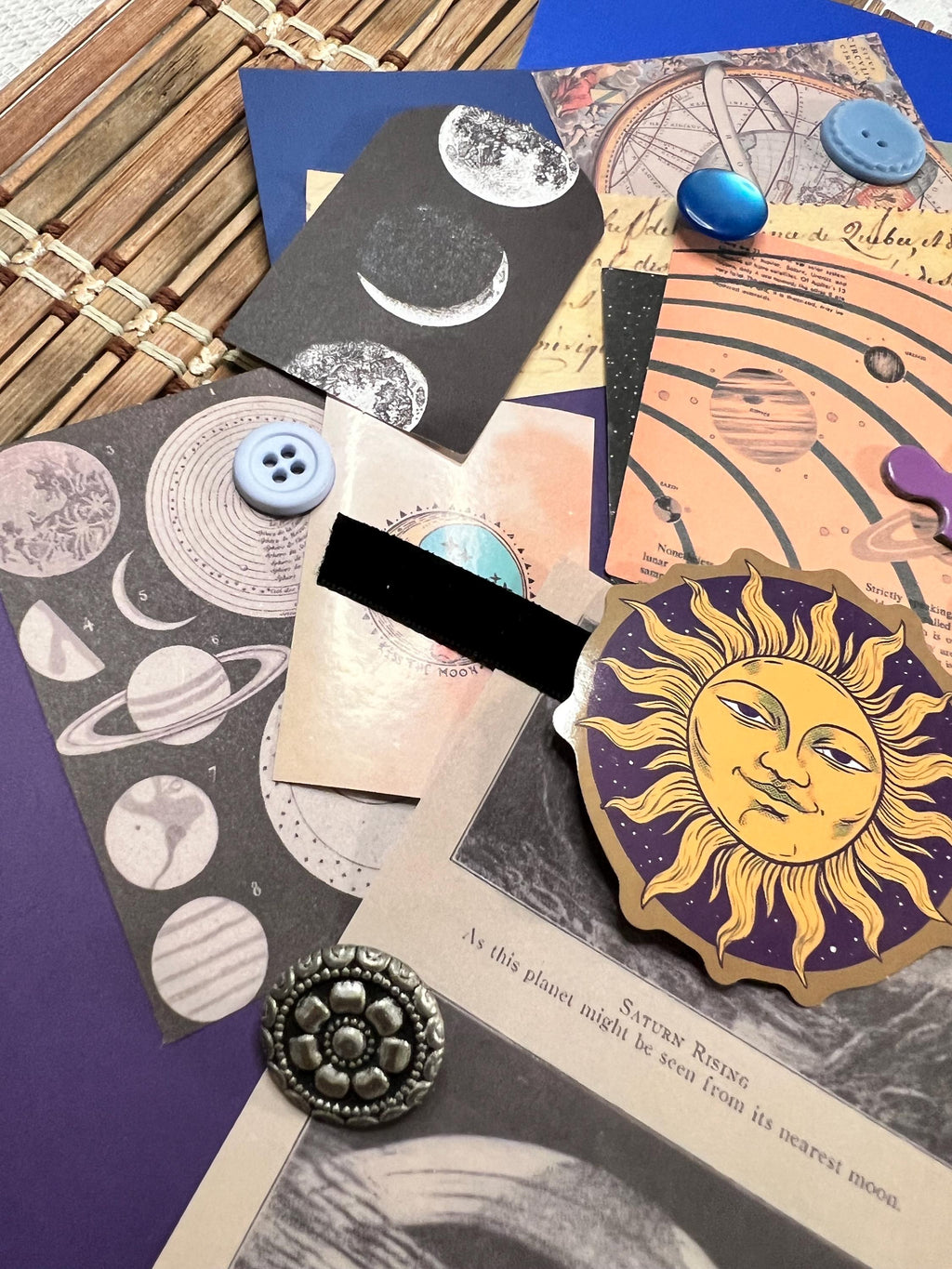 Vintage Celestial Junk Journal Kit, Astrology Whimsigoth Ephemera, Scrapbook Supplies