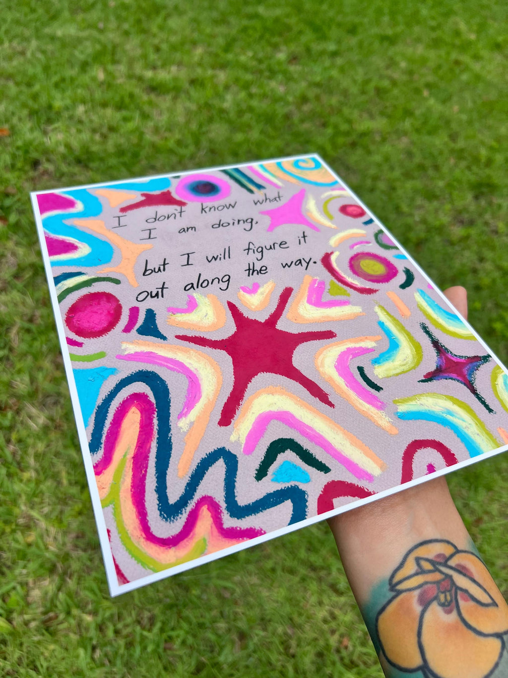 Cute Motivational Oil Pastel 8 x 10 Art Print on 100% Cotton Fine Art Paper, Inspirational Quote, Colorful Poster, Office Dopamine Decor