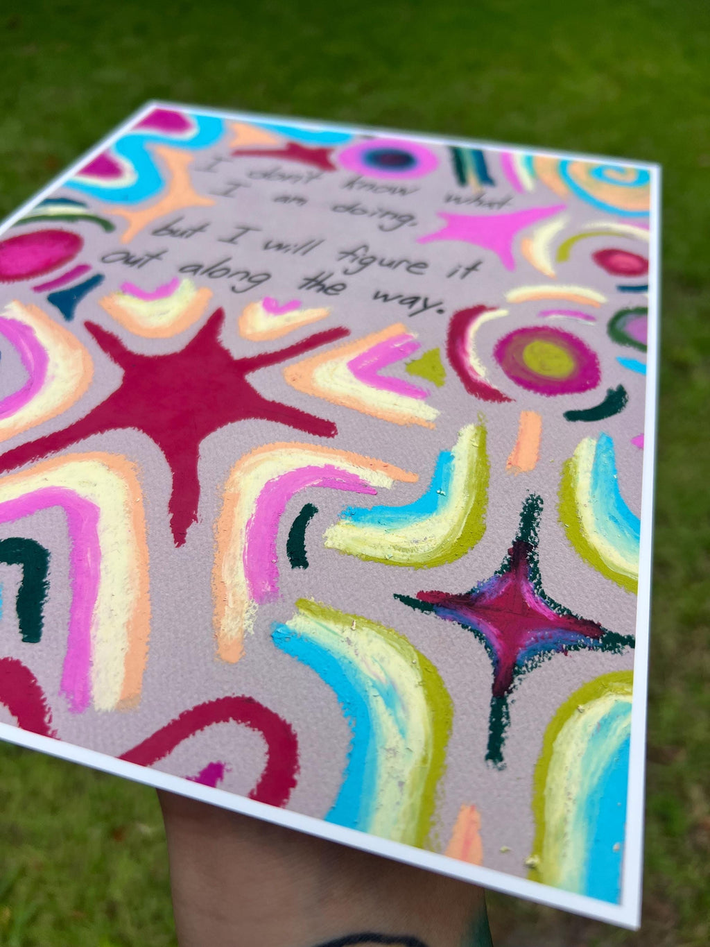 Cute Motivational Oil Pastel 8 x 10 Art Print on 100% Cotton Fine Art Paper, Inspirational Quote, Colorful Poster, Office Dopamine Decor