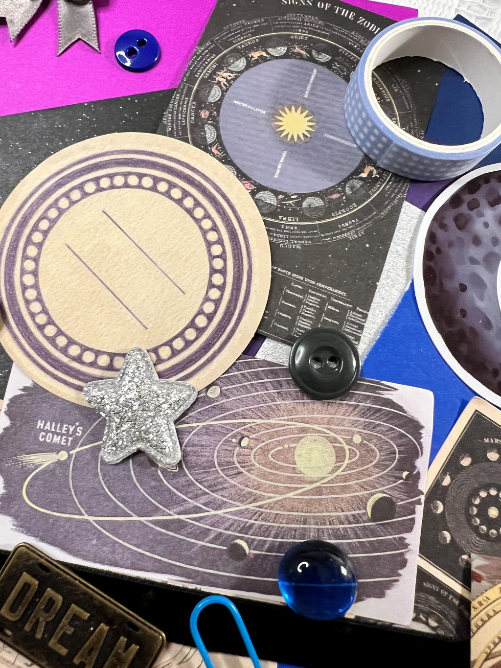 Vintage Celestial Junk Journal Kit, Astrology Whimsigoth Ephemera, Scrapbook Supplies
