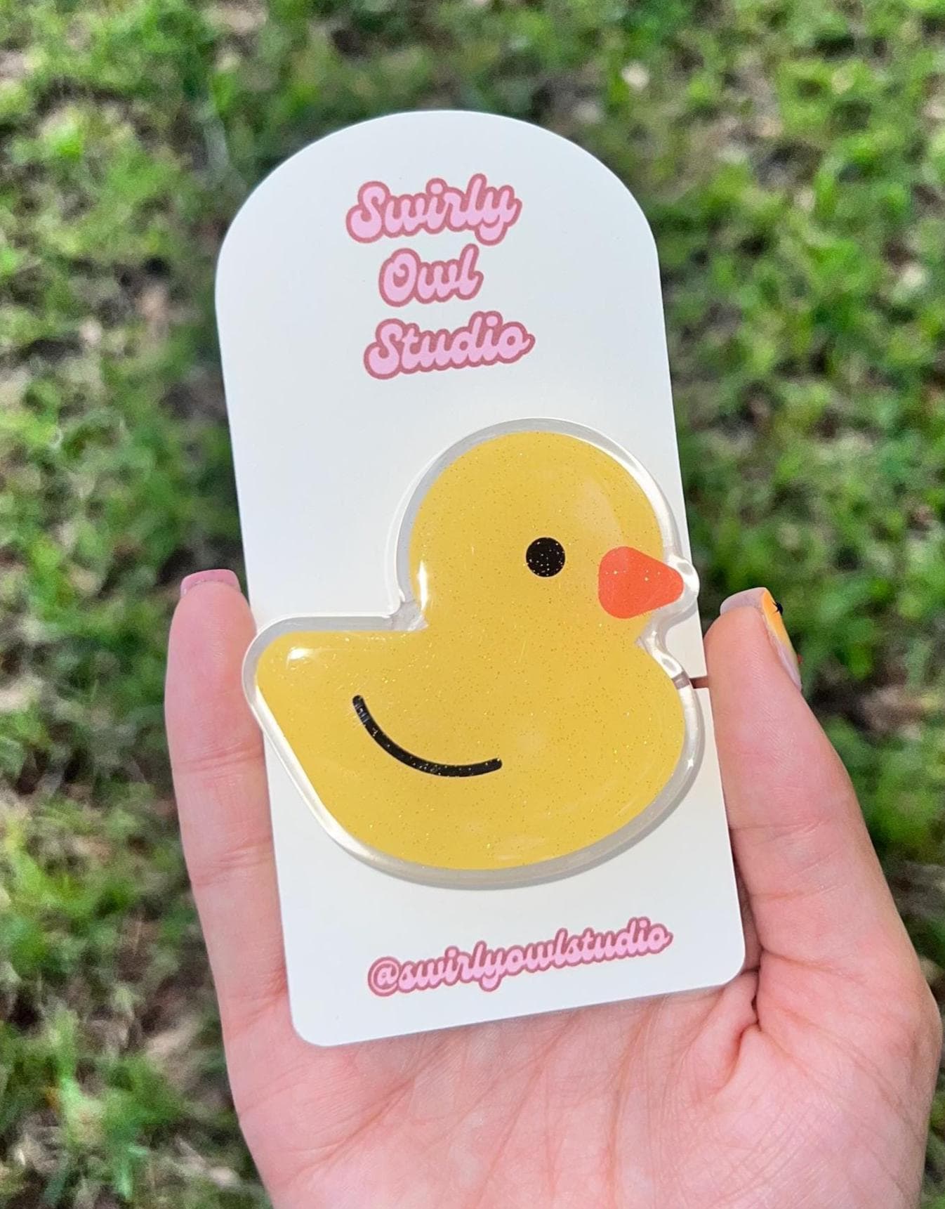 Glitter Rubber Duck Magnetic Kindle Grip- Cute Phone Stand Accessory - Phone Holder for Bookish Lovers - Gift for Book Lovers