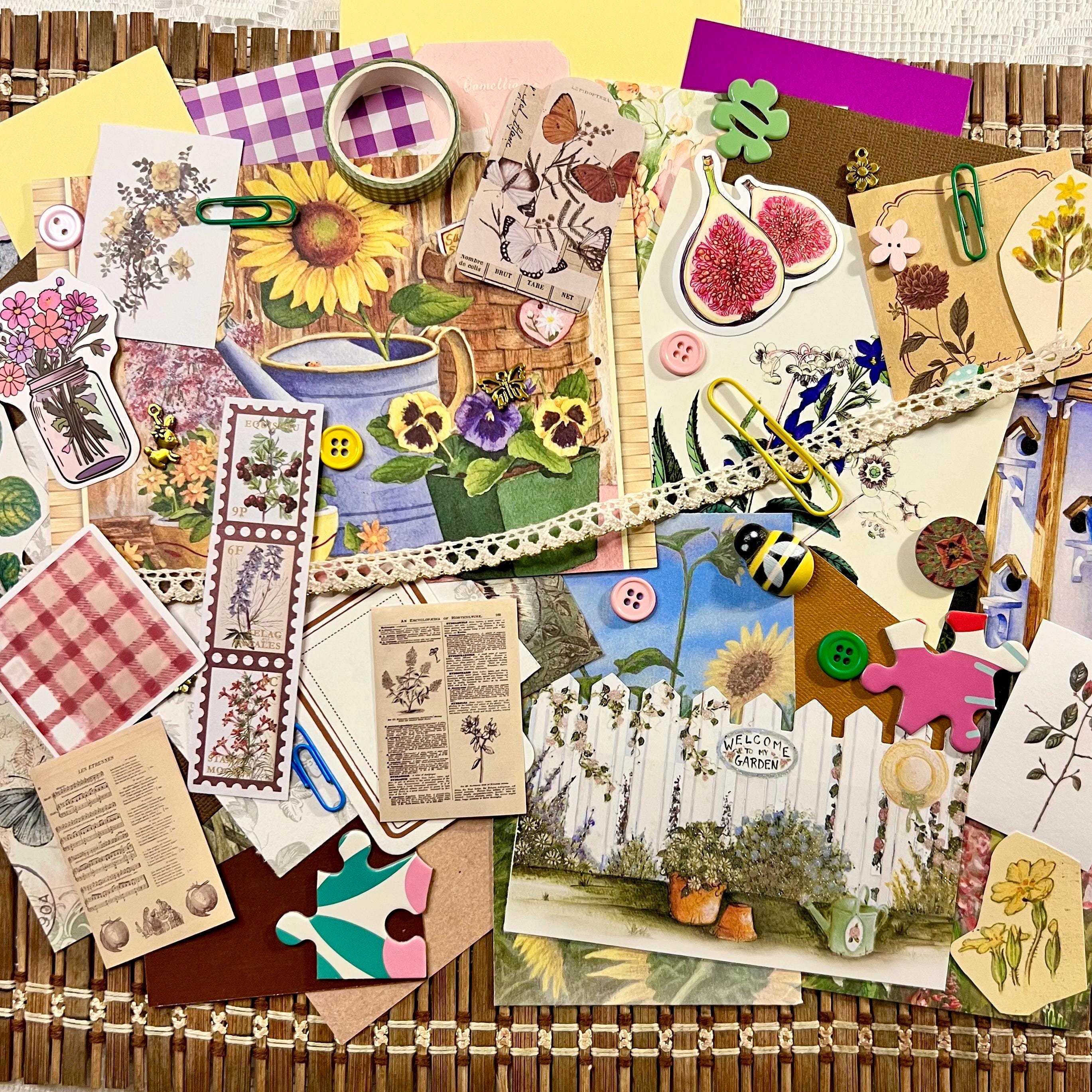 Grandmacore Junk Journal Kit – Vintage Botanical Ephemera, Cottagecore Scrapbook