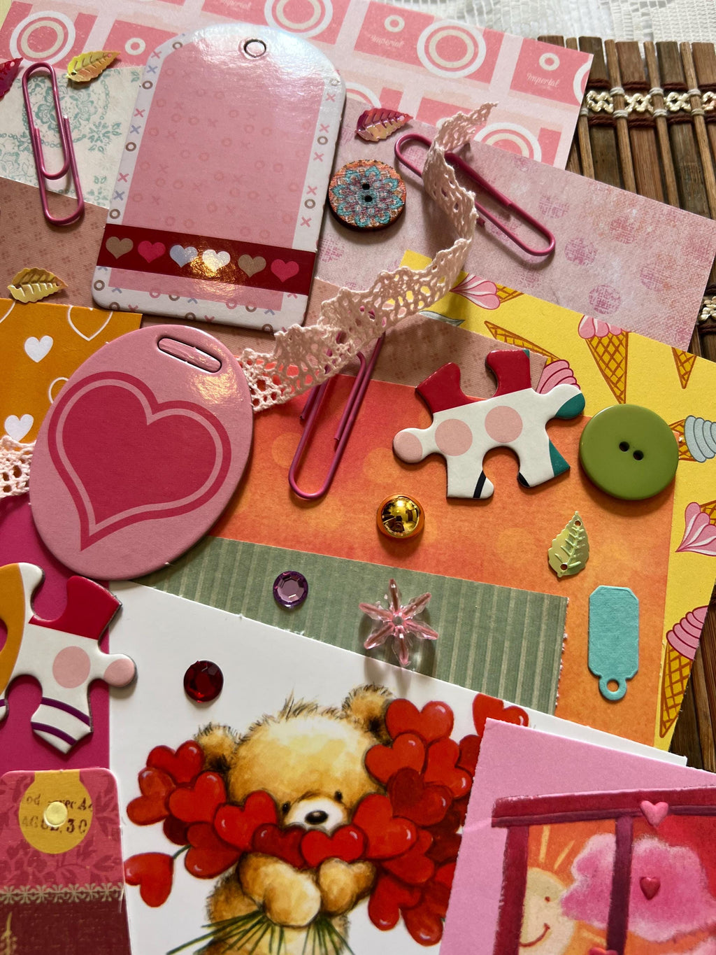 Y2K Valentine Junk Journal Kit, Retro Ephemera, Scrapbook Supplies