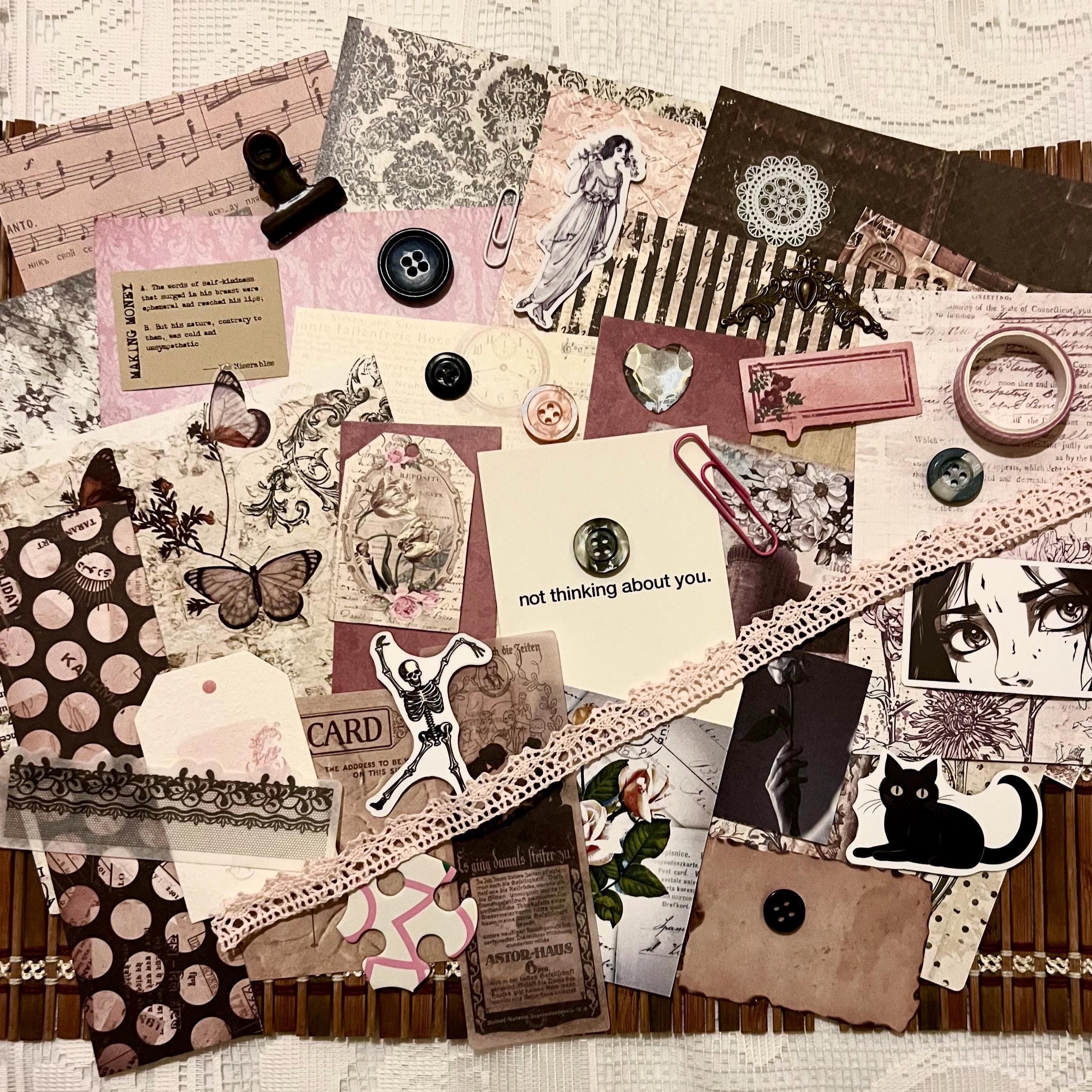 Soft Gothic Journal Kit: Dark Romantic Ephemera, Collage Papers