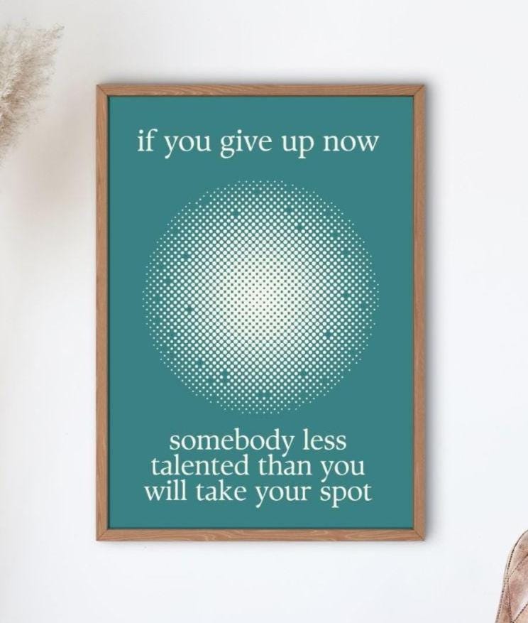 Motivational Quote Print, Teal Halftone Minimalist Art (Digital Download)