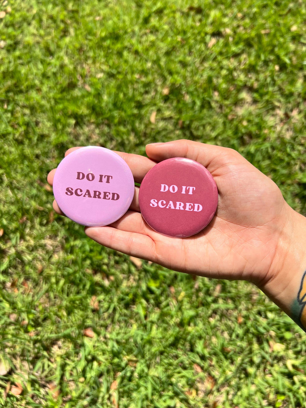 DO IT SCARED 2.25 in Pinback Button - Cute Motivational Quote Badge - Self Affirmation Button - Mental Health Accessory - Cute Gift For Her
