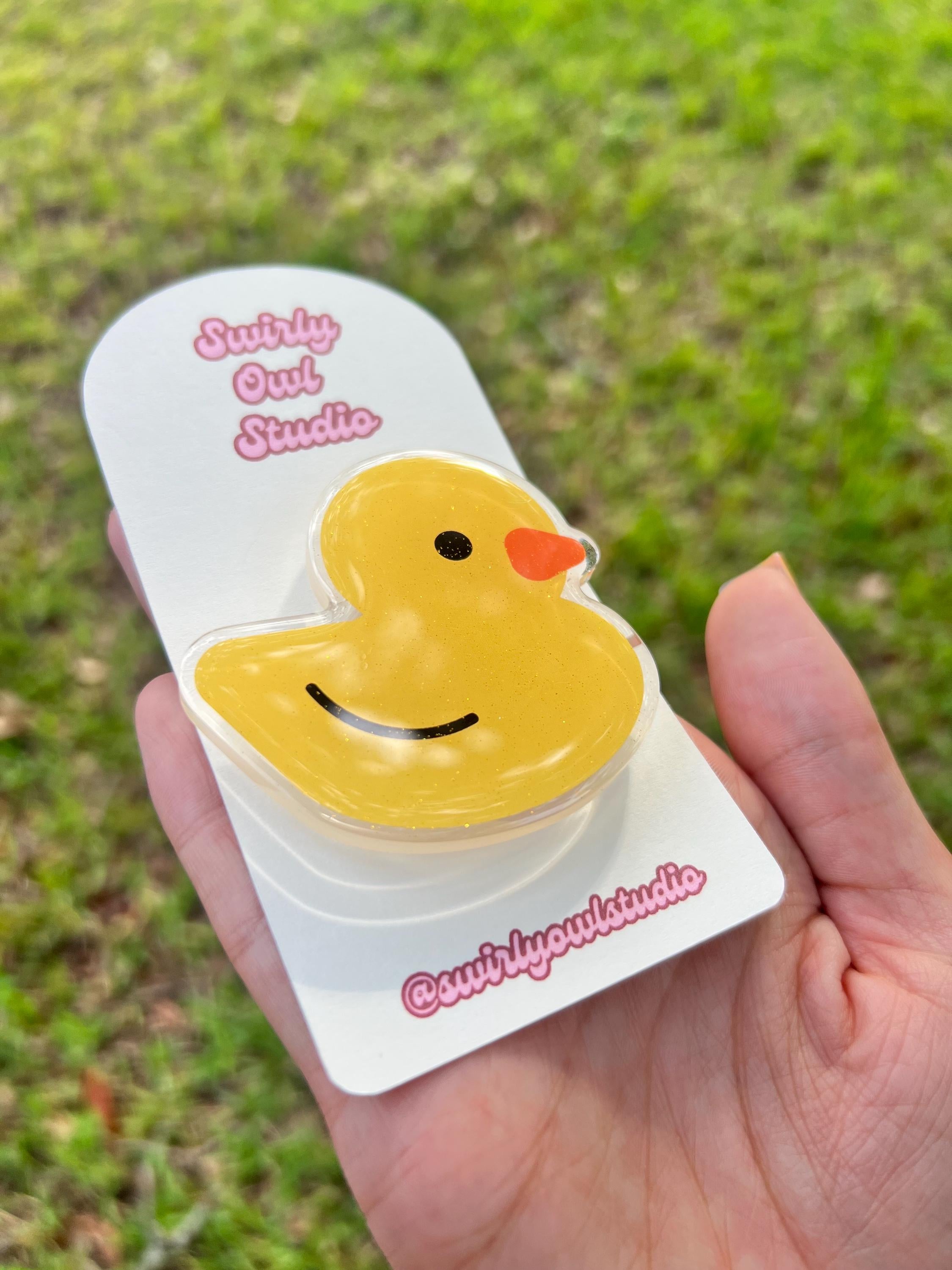 Glitter Rubber Duck Magnetic Kindle Grip- Cute Phone Stand Accessory - Phone Holder for Bookish Lovers - Gift for Book Lovers