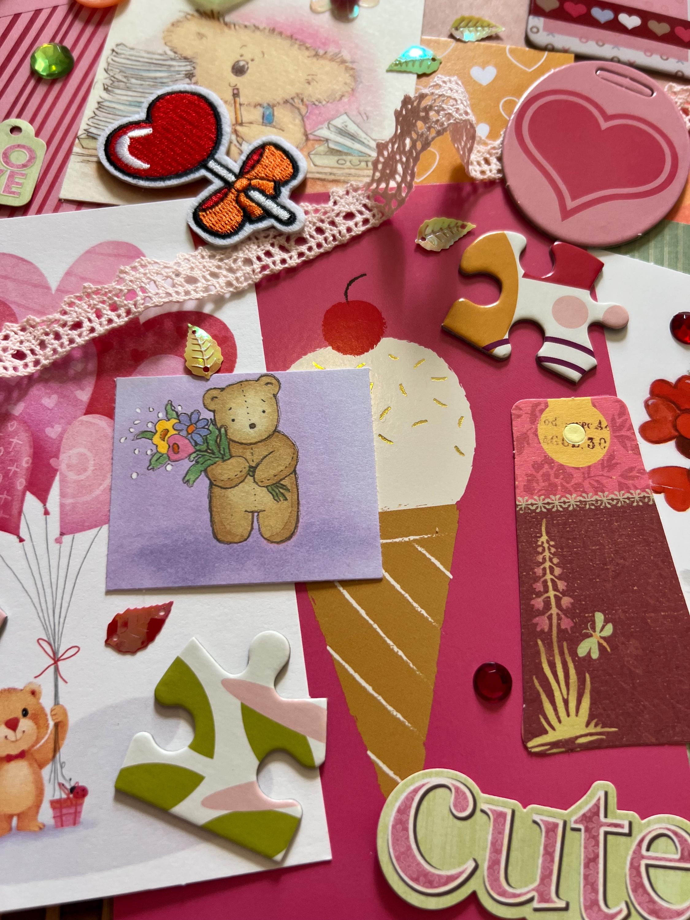 Y2K Valentine Junk Journal Kit, Retro Ephemera, Scrapbook Supplies