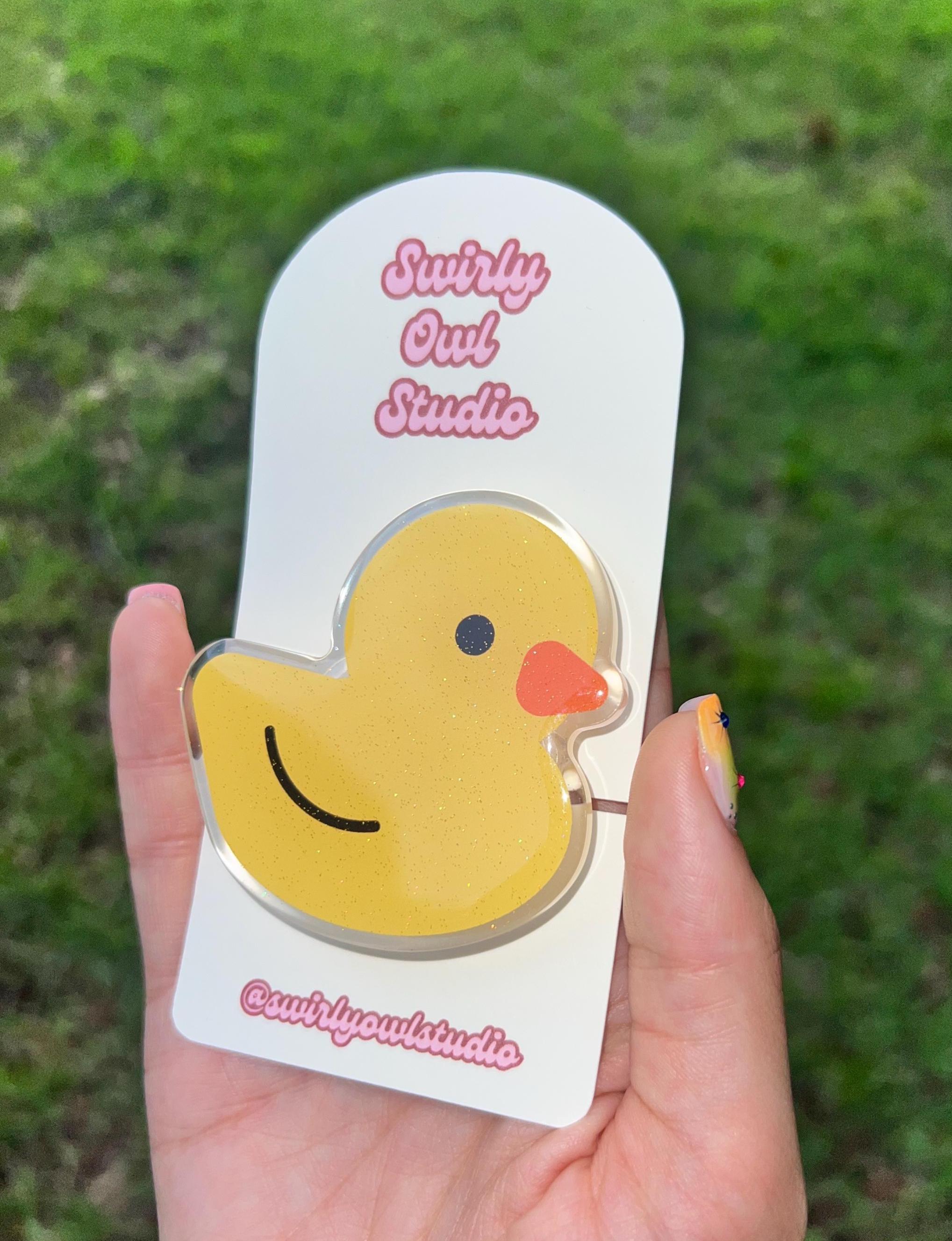 Glitter Rubber Duck Magnetic Kindle Grip- Cute Phone Stand Accessory - Phone Holder for Bookish Lovers - Gift for Book Lovers