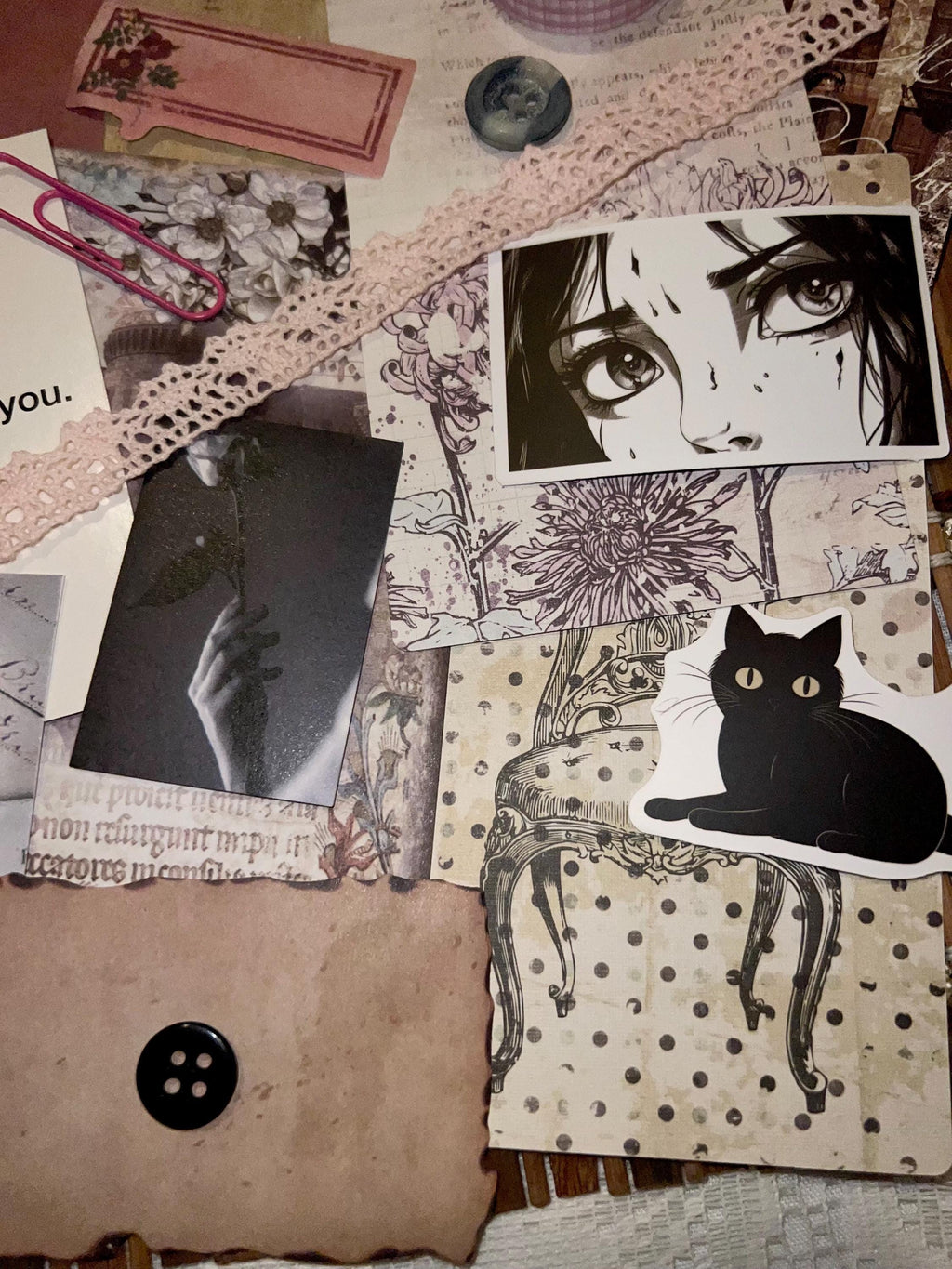 Soft Gothic Journal Kit: Dark Romantic Ephemera, Collage Papers