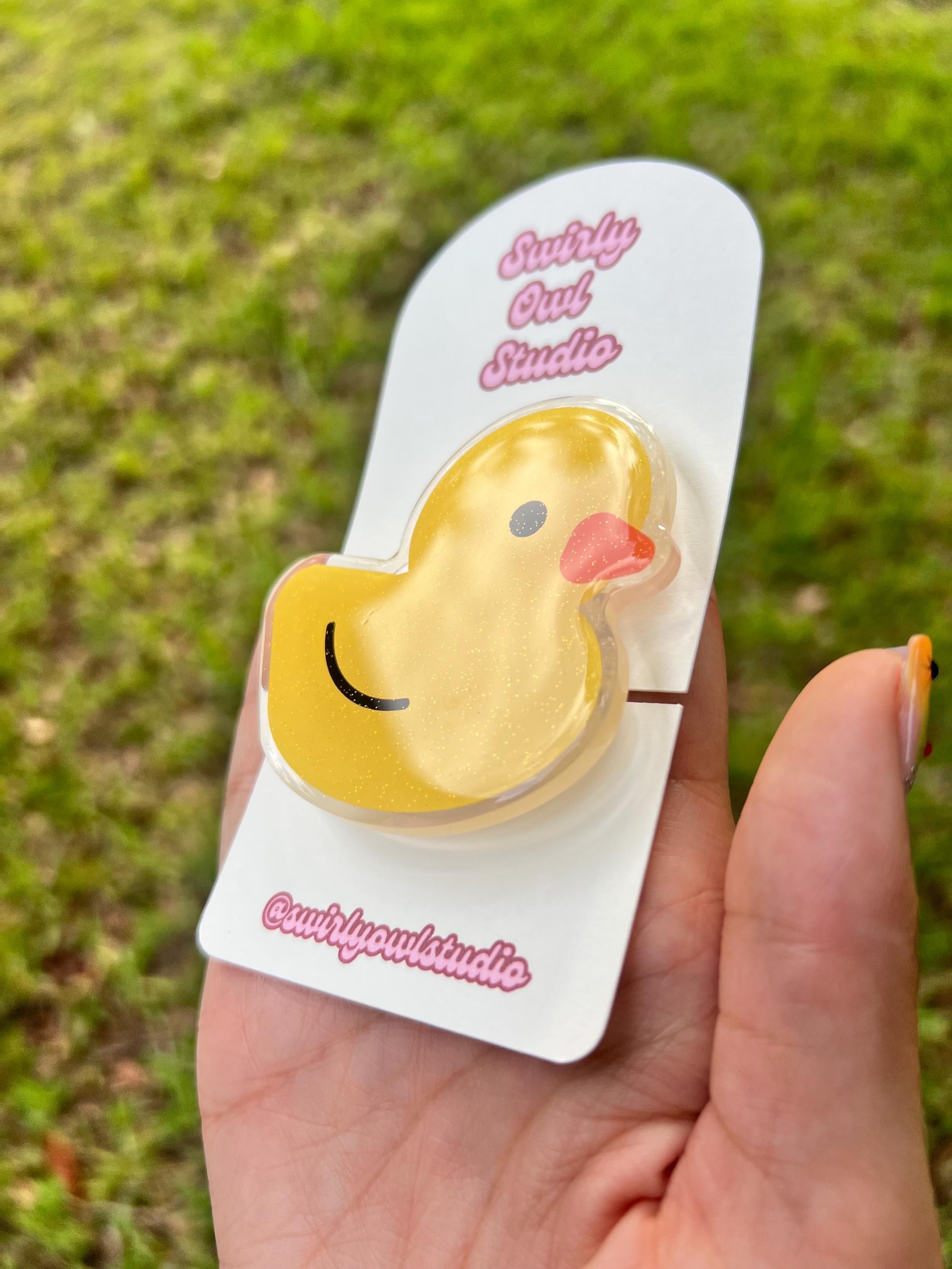 Glitter Rubber Duck Magnetic Kindle Grip- Cute Phone Stand Accessory - Phone Holder for Bookish Lovers - Gift for Book Lovers