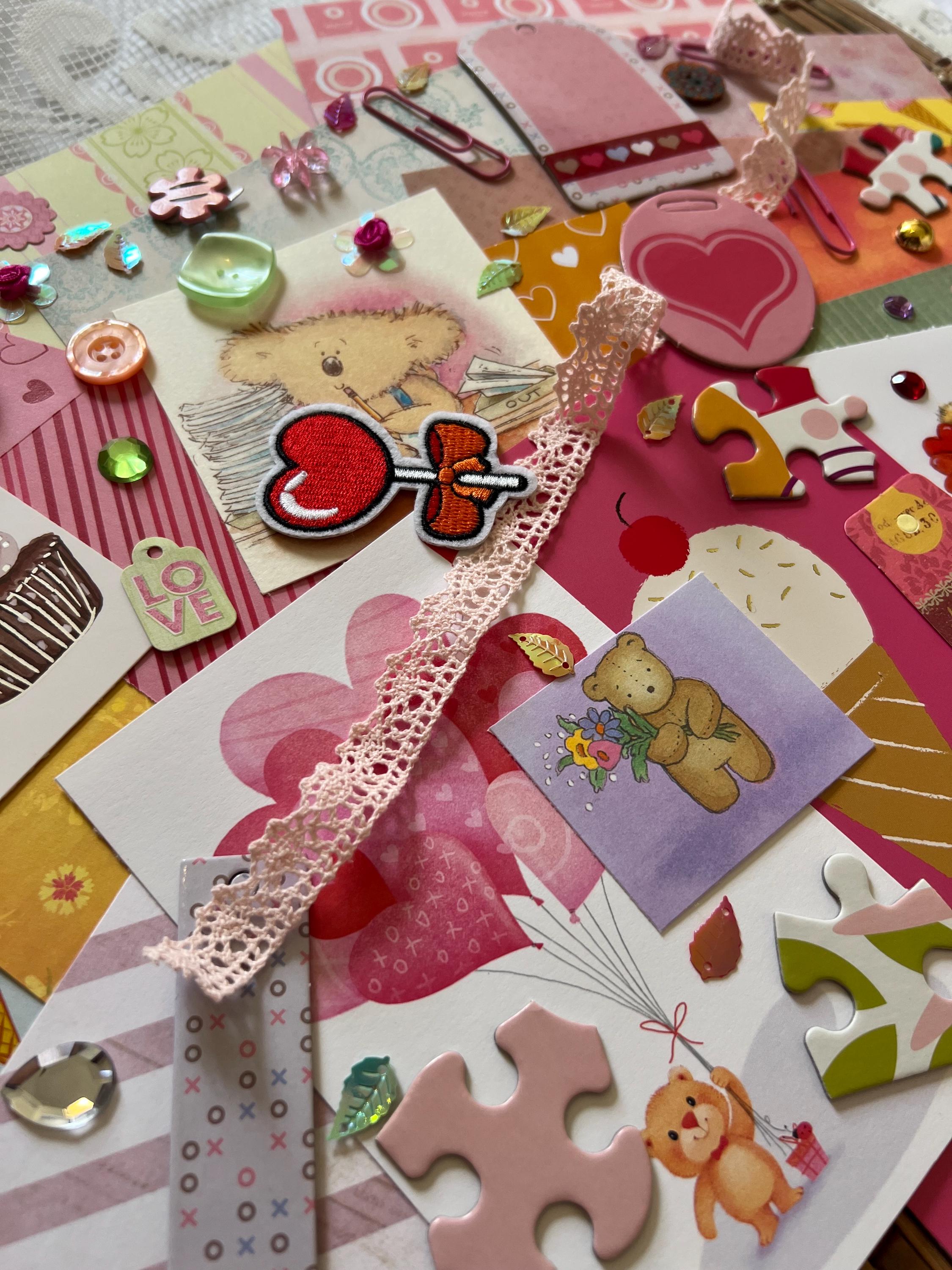 Y2K Valentine Junk Journal Kit, Retro Ephemera, Scrapbook Supplies