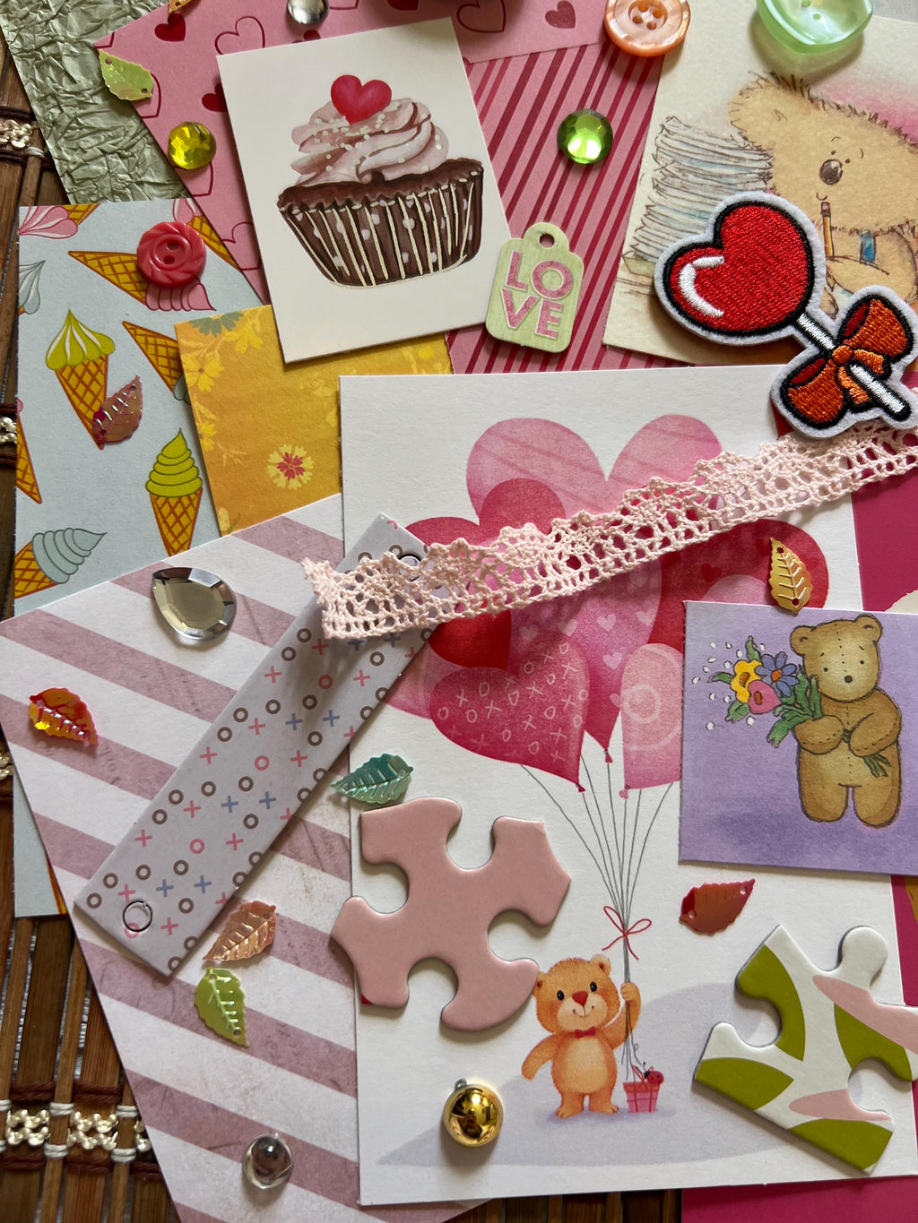 Y2K Valentine Junk Journal Kit, Retro Ephemera, Scrapbook Supplies