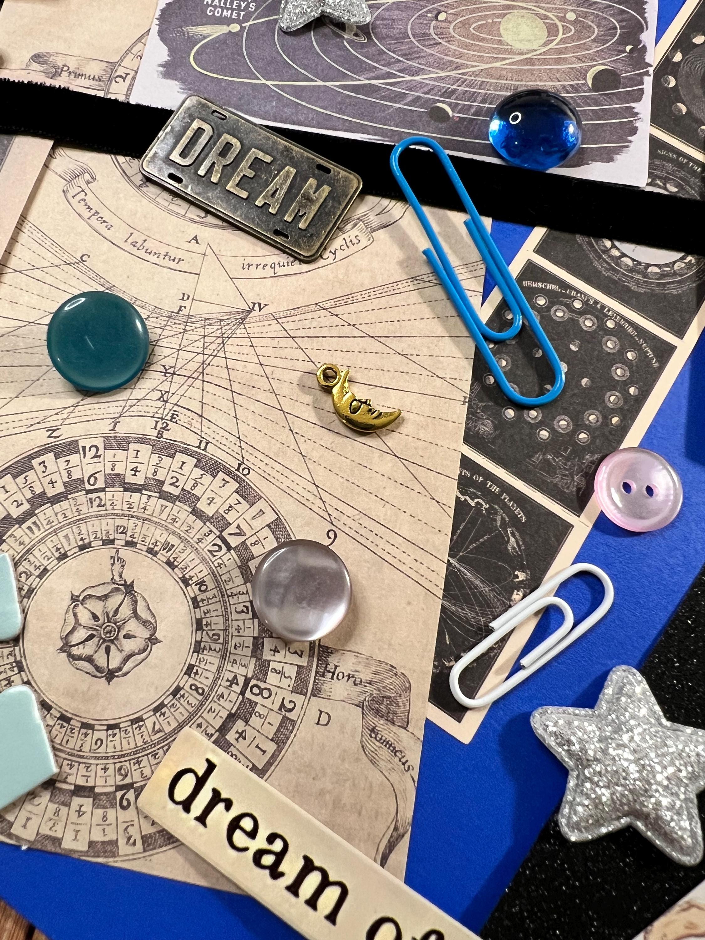 Vintage Celestial Junk Journal Kit, Astrology Whimsigoth Ephemera, Scrapbook Supplies