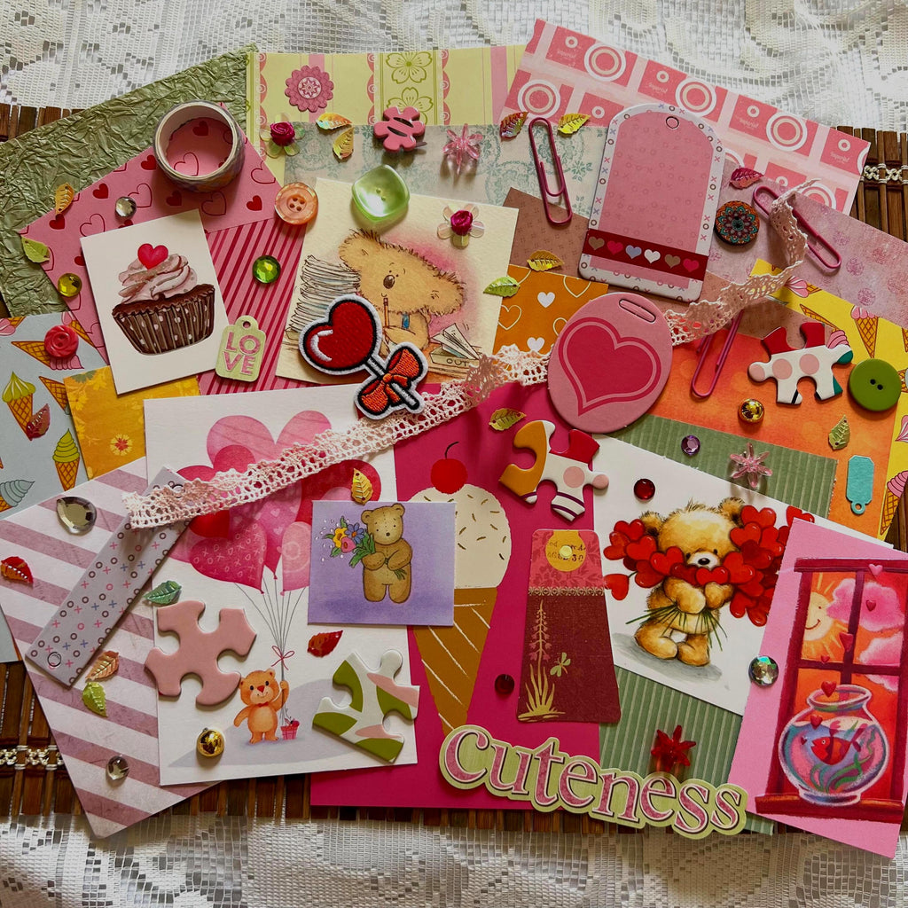 Y2K Valentine Junk Journal Kit, Retro Ephemera, Scrapbook Supplies