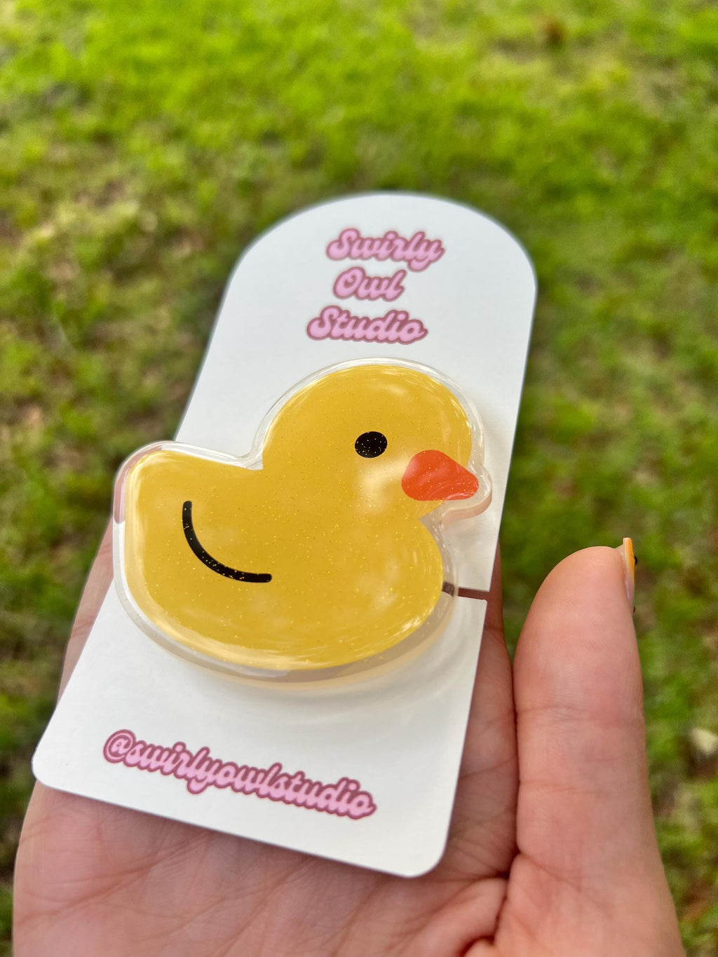 Glitter Rubber Duck Magnetic Kindle Grip- Cute Phone Stand Accessory - Phone Holder for Bookish Lovers - Gift for Book Lovers