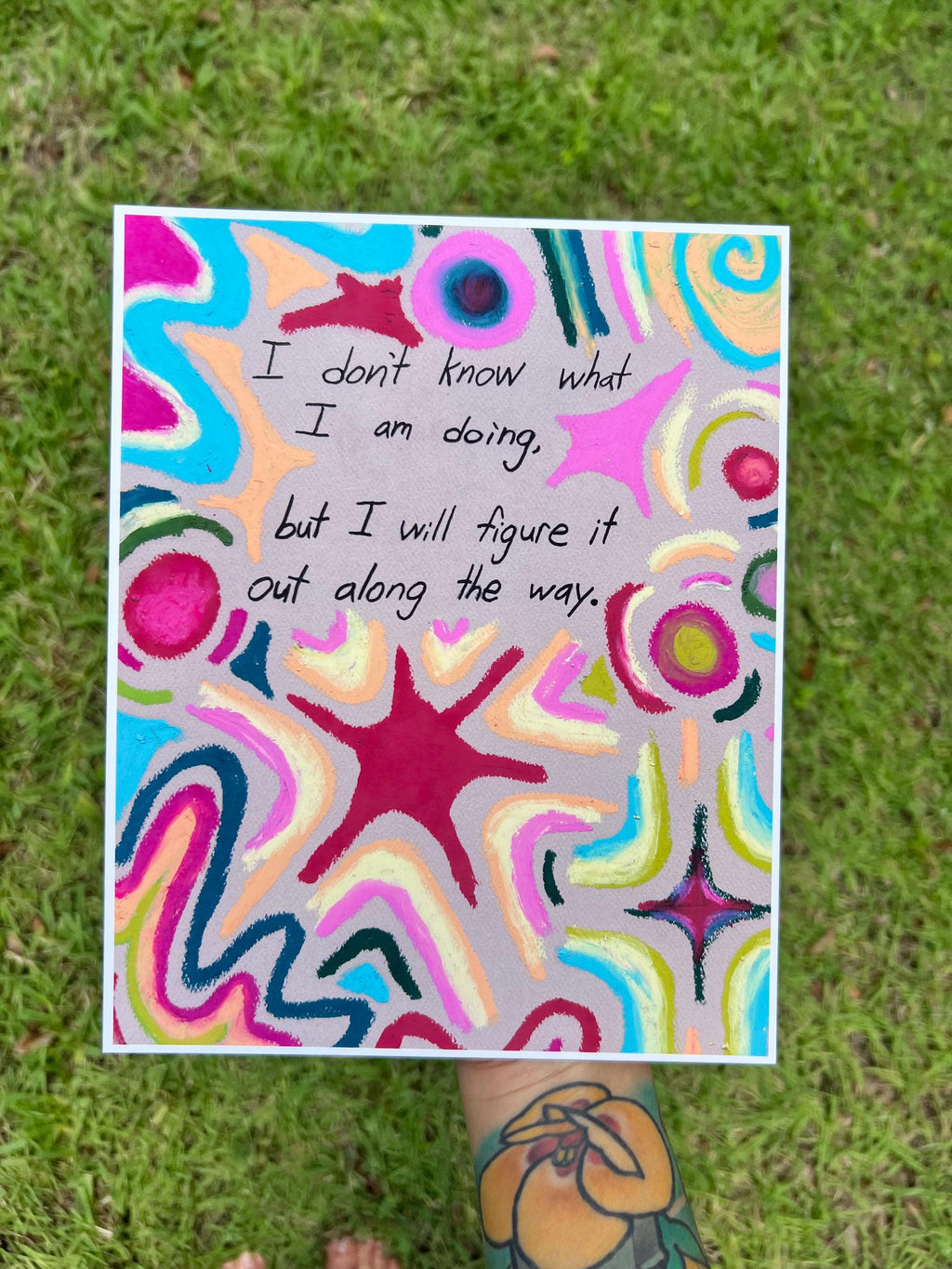 Cute Motivational Oil Pastel 8 x 10 Art Print on 100% Cotton Fine Art Paper, Inspirational Quote, Colorful Poster, Office Dopamine Decor